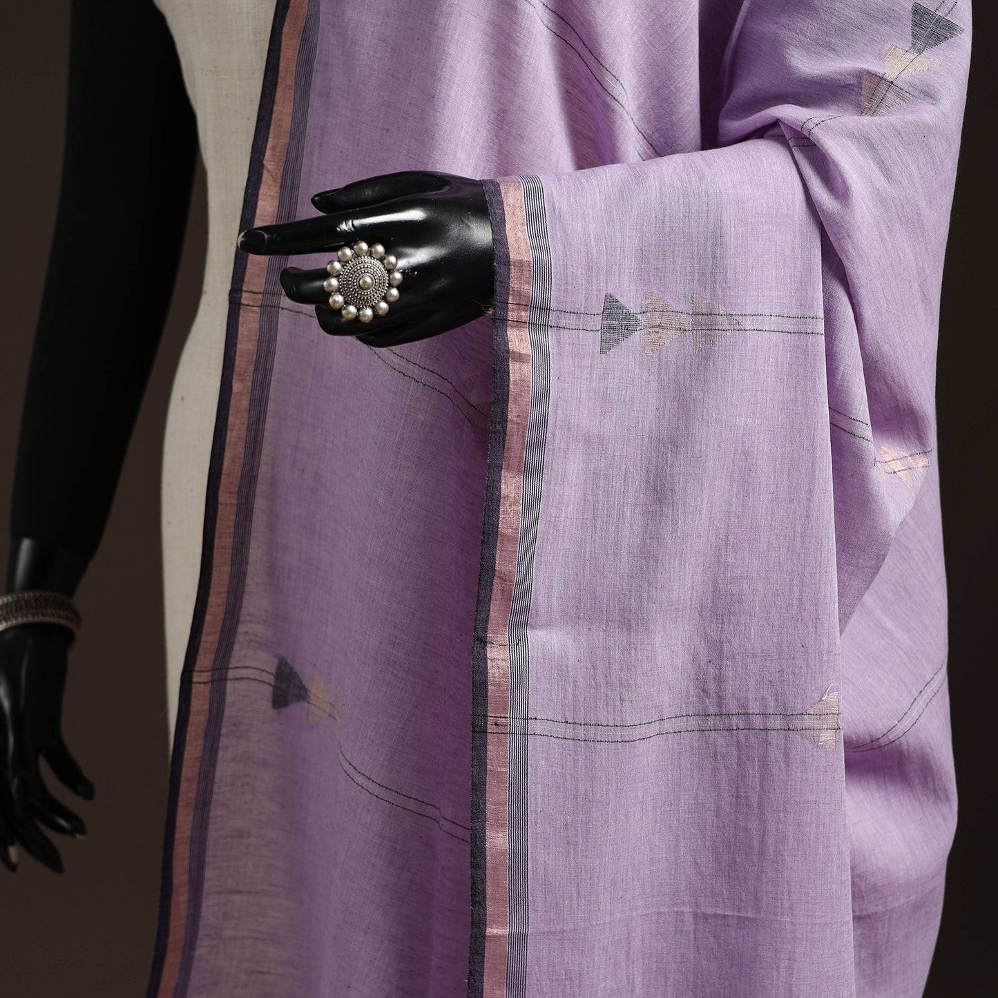 Handloom cotton bengal jamdani dupatta 30 - handcrafted