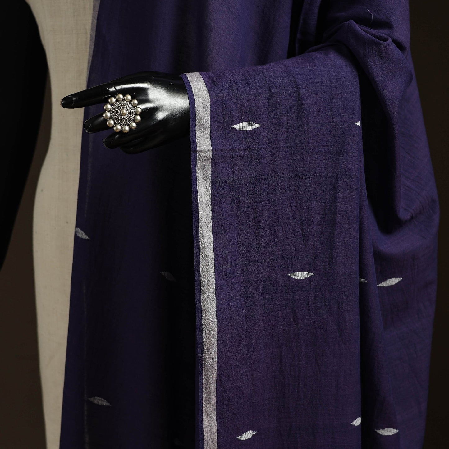 Handloom cotton burdwan jamdani dupatta 05 - handcrafted