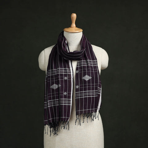 Handloom cotton burdwan jamdani stole with tassels 16
