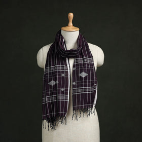 Handloom cotton burdwan jamdani stole with tassels 16