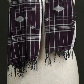 Handloom cotton burdwan jamdani stole with tassels 16