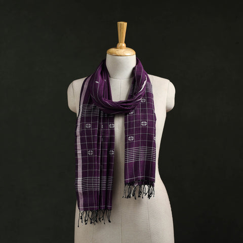 Handloom cotton burdwan jamdani stole with tassels 17