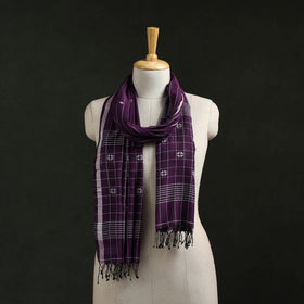 Handloom cotton burdwan jamdani stole with tassels 17