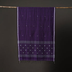 Handloom cotton burdwan jamdani stole with tassels 17