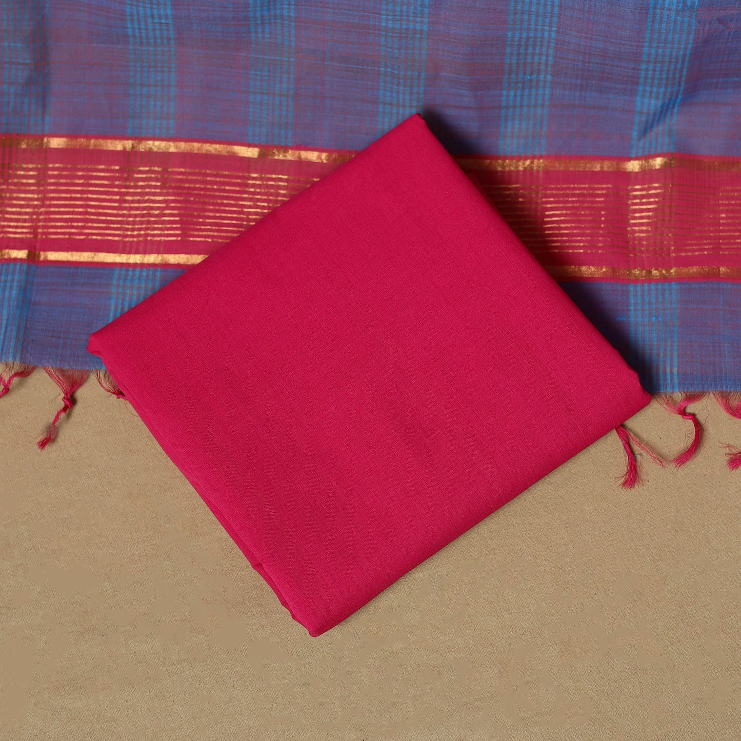 Handloom cotton mangalagiri 3pc unstitched dress material