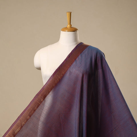 Purple - handloom cotton mangalagiri fabric with zari