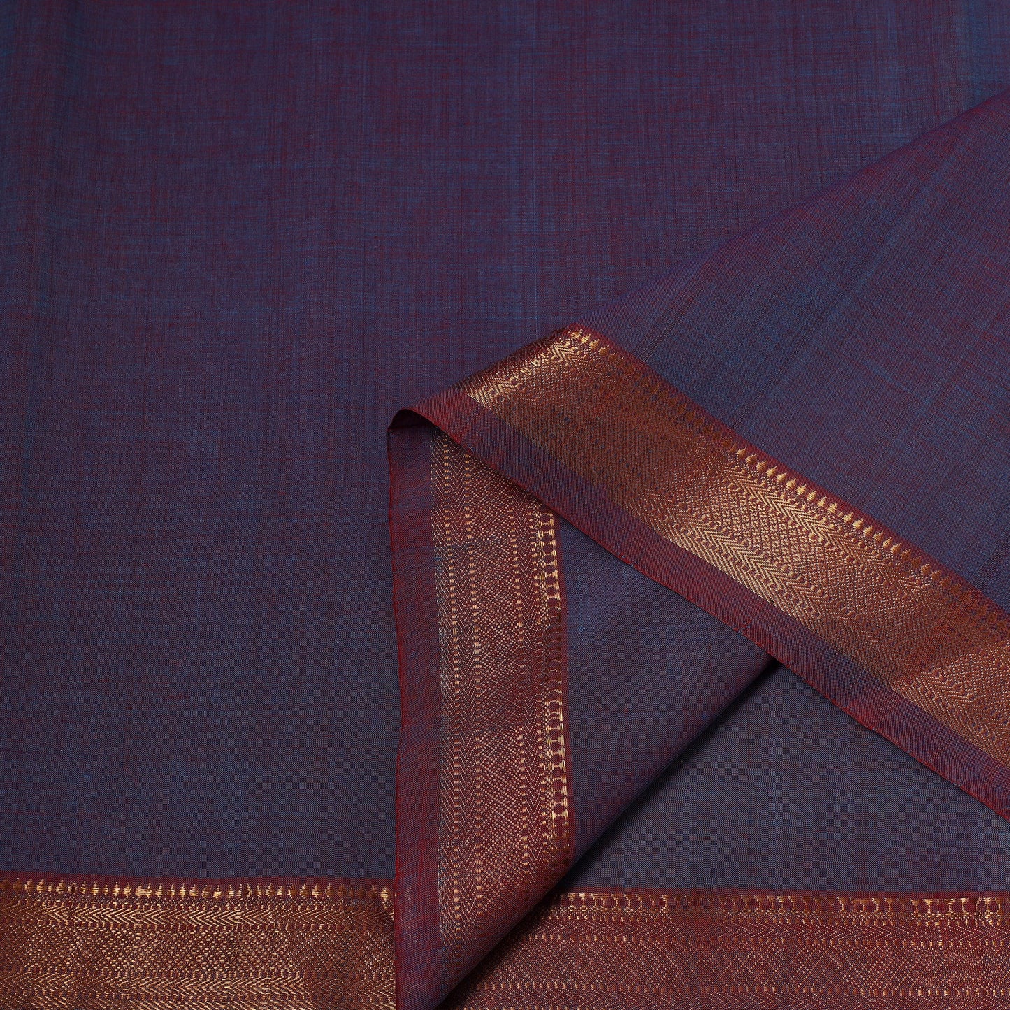Purple - handloom cotton mangalagiri fabric with zari