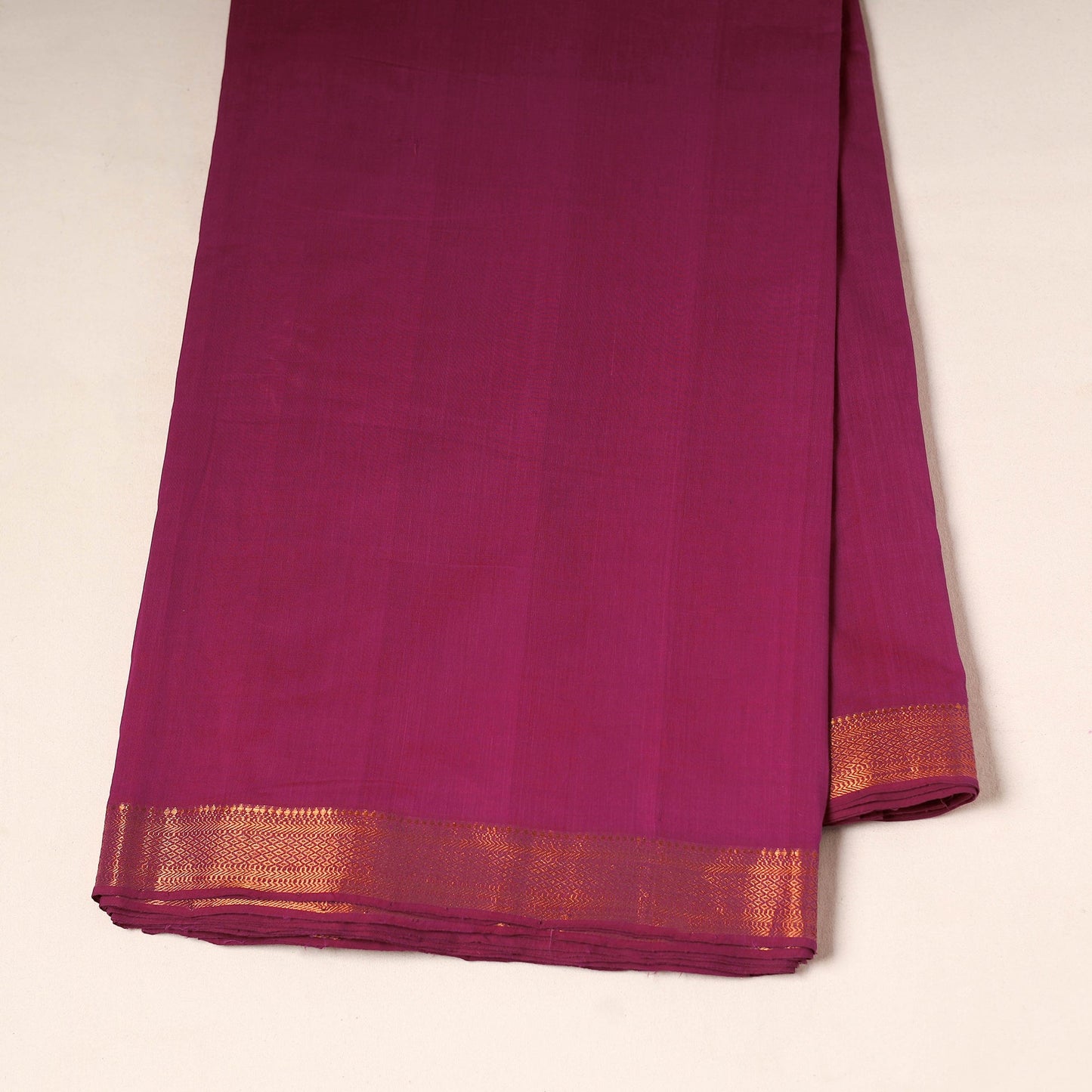 Purple - handloom cotton mangalagiri fabric with zari