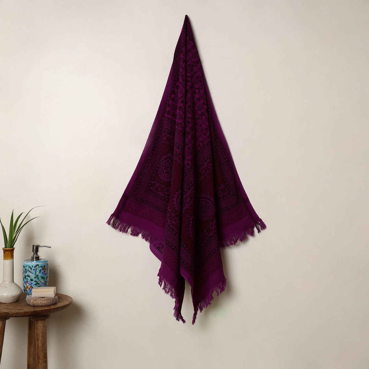 Buy Handloom Cotton Bagh Print Towel 