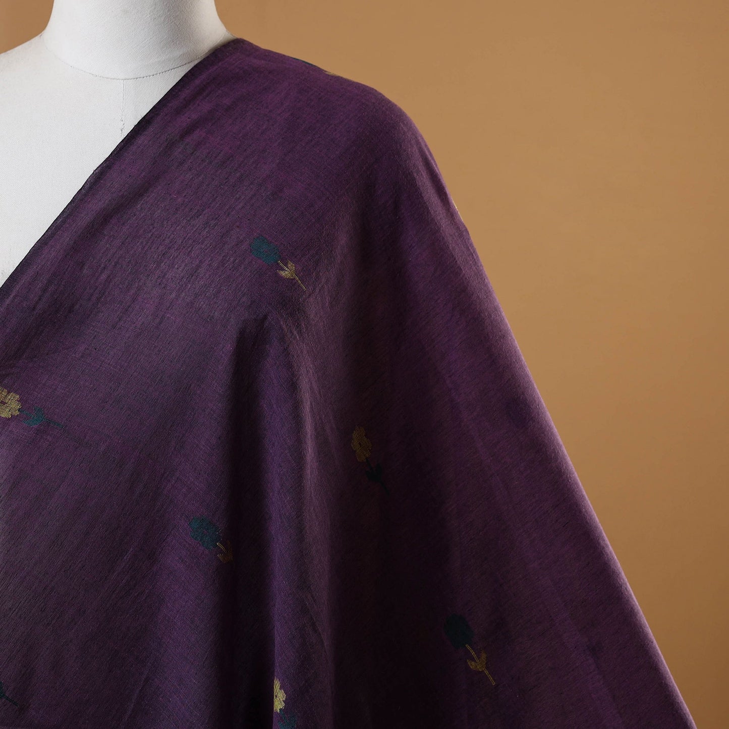 Purple - handloom cotton phulia jamdani fabric 25