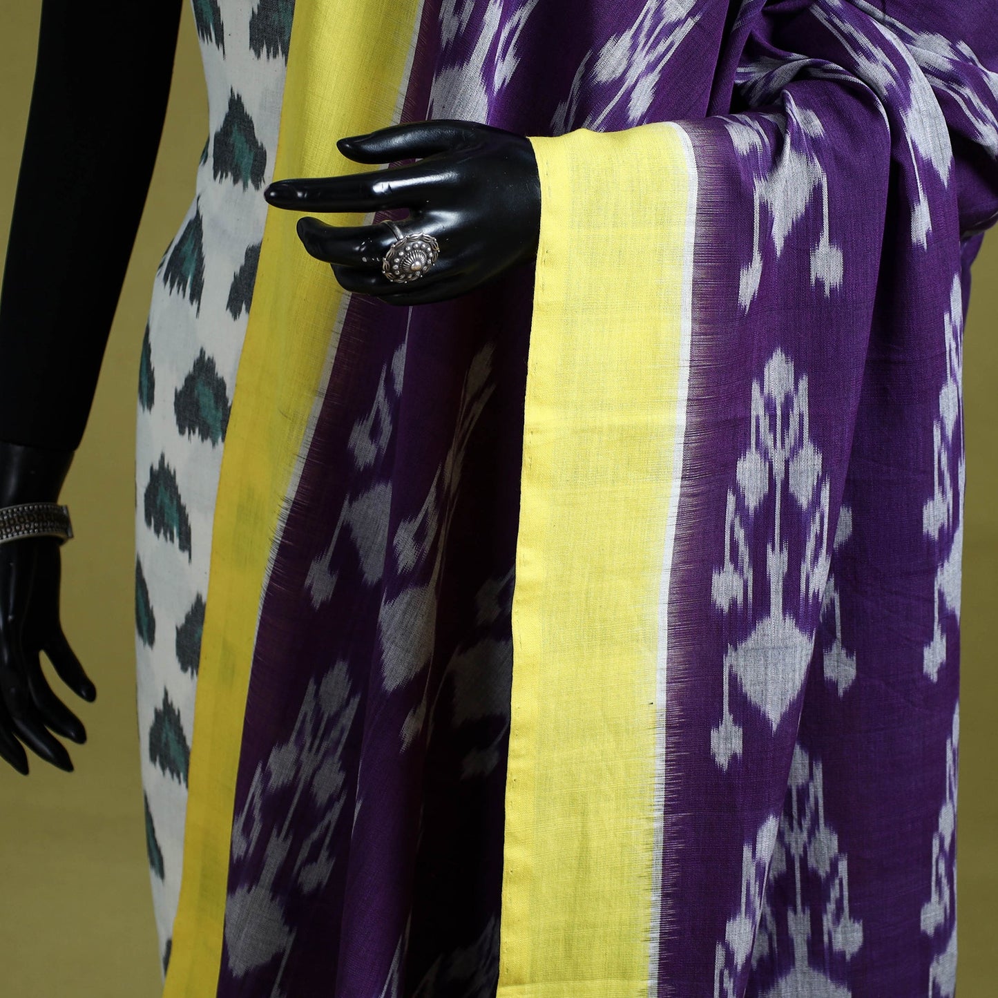 Purple - handloom cotton pochampally ikat dupatta 06