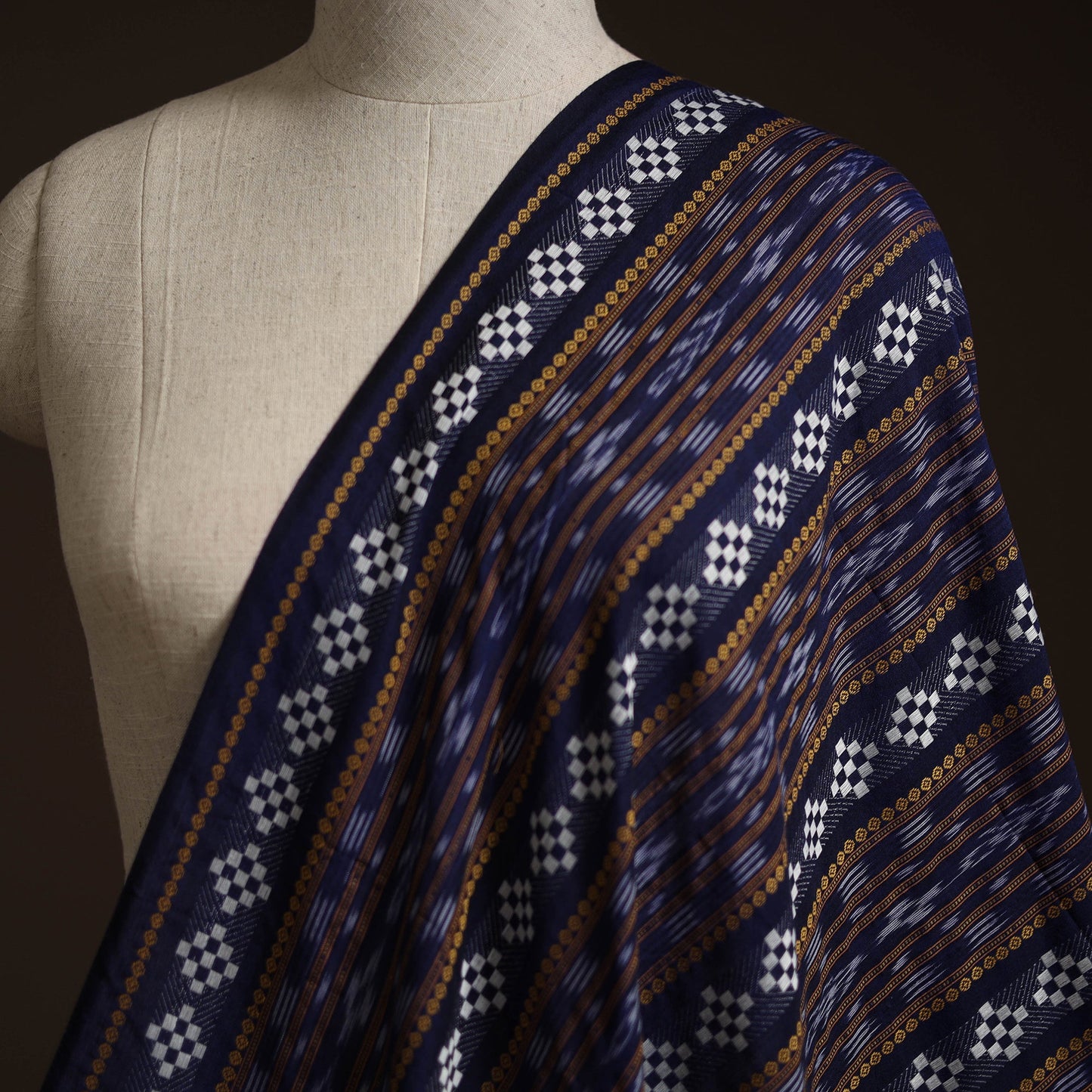 Handloom cotton sambalpuri dabi ikat fabric 02 - handcrafted