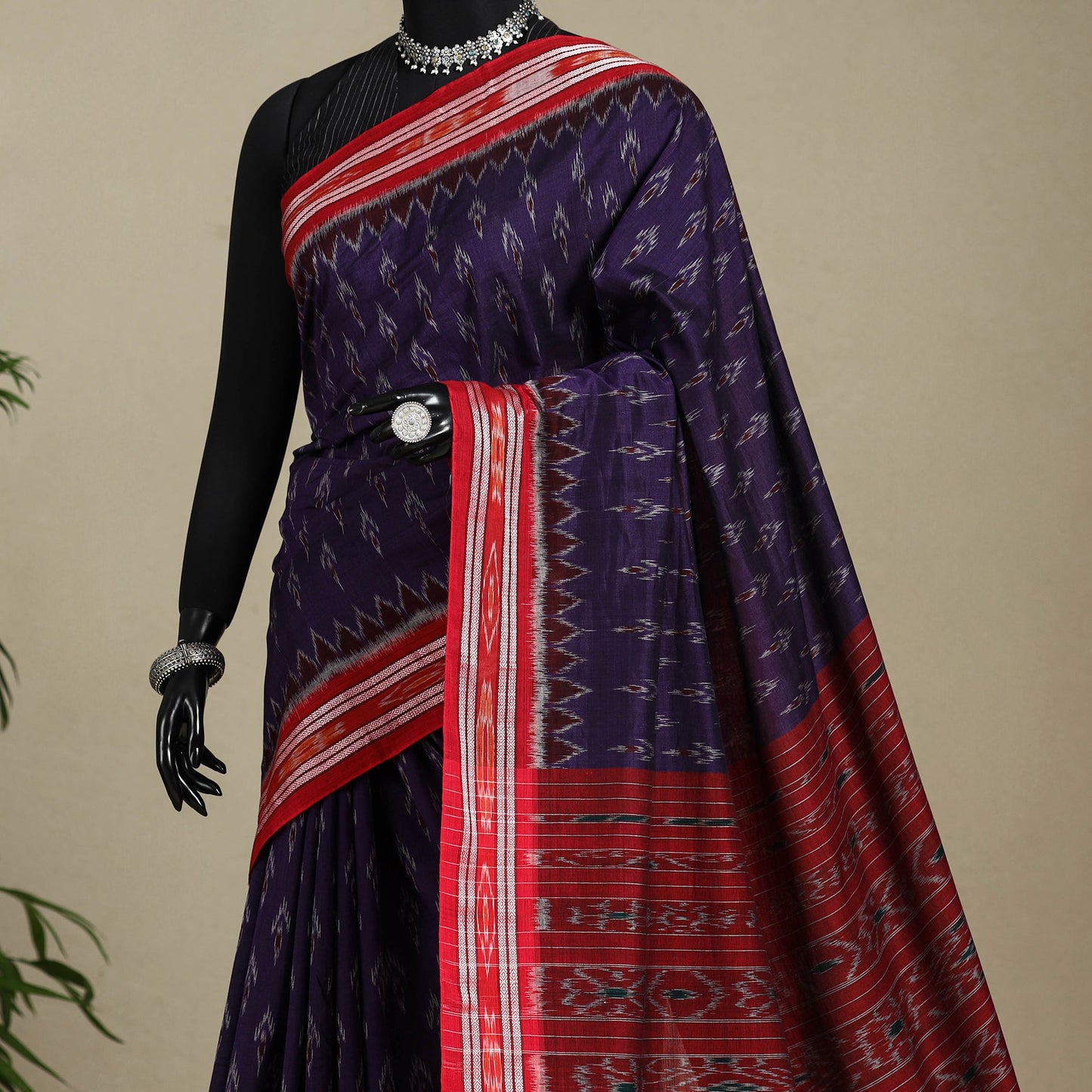 Purple - handloom cotton sambalpuri ikat saree 15