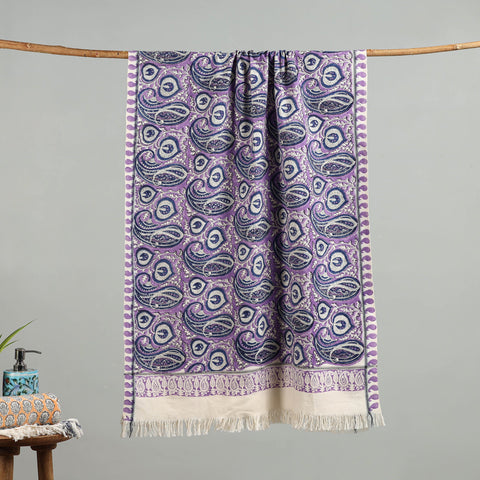 Purple - handloom cotton sanganeri towel 26 - handcrafted