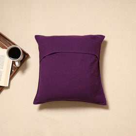 Purple - handloom cotton urmul kashida stitch cushion cover