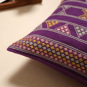Purple - handloom cotton urmul kashida stitch cushion cover