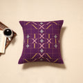 Purple - handloom cotton urmul kashida stitch cushion cover