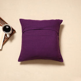 Purple - handloom cotton urmul kashida stitch cushion cover