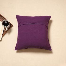 Purple - handloom cotton urmul kashida stitch cushion cover