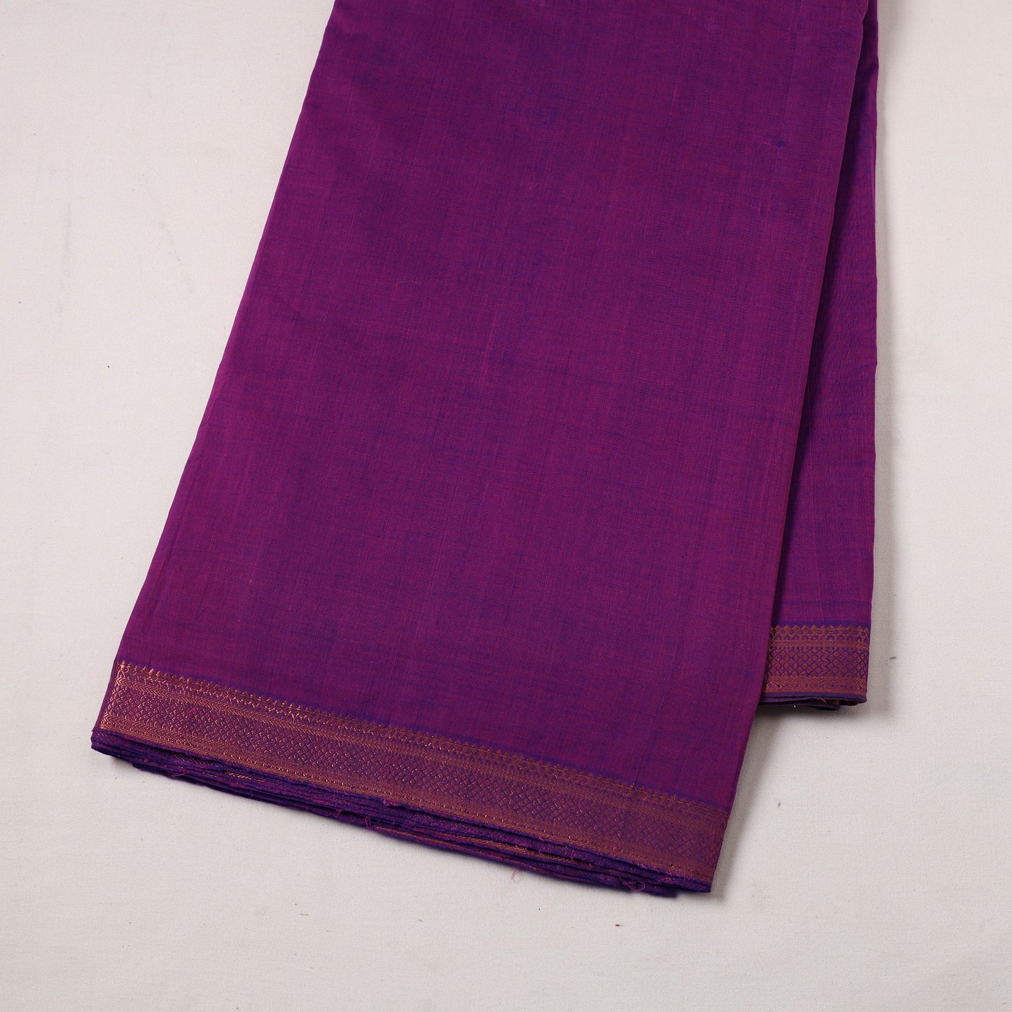 Purple - handloom cotton zari border mangalagiri fabric 11