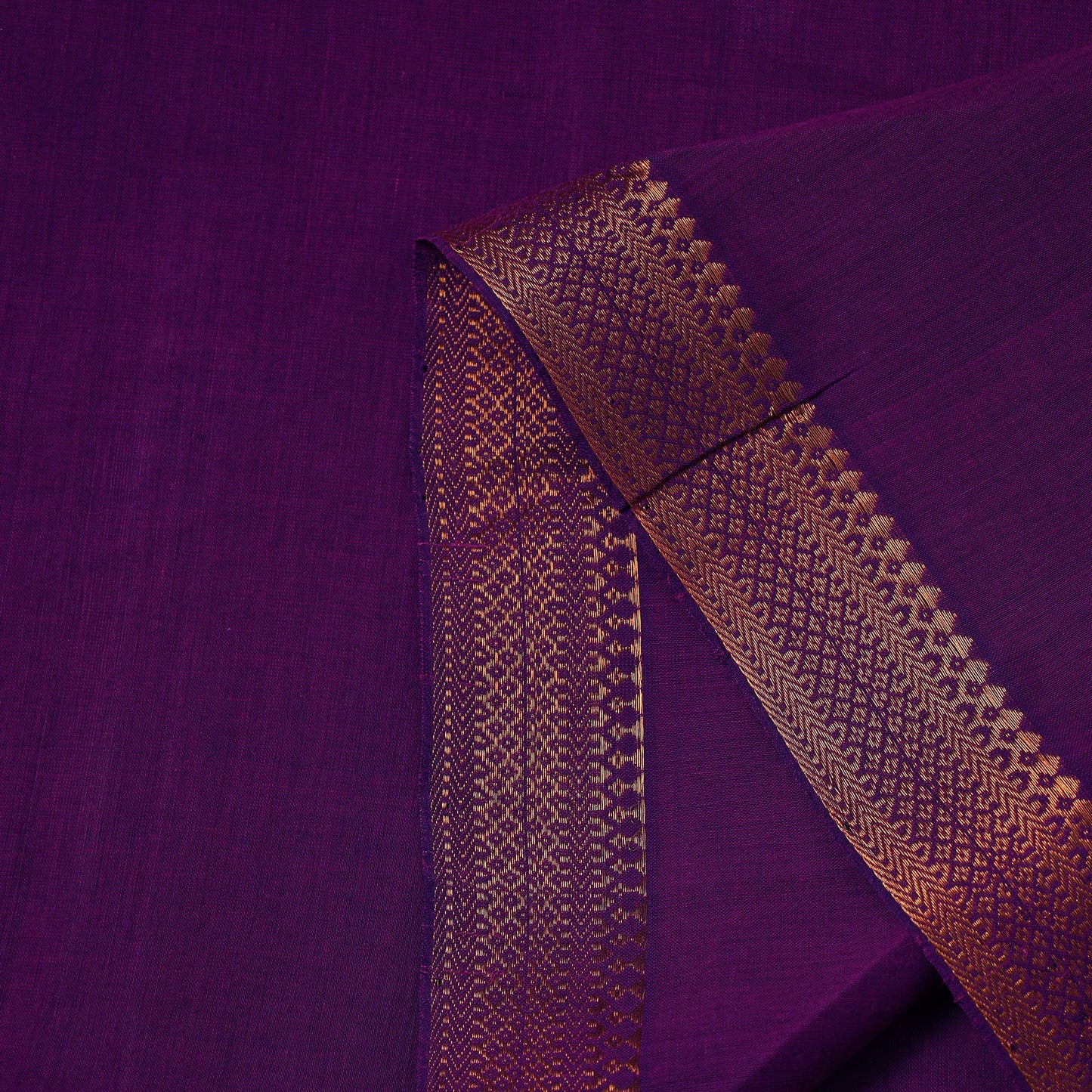 Purple - handloom cotton zari border mangalagiri fabric 13
