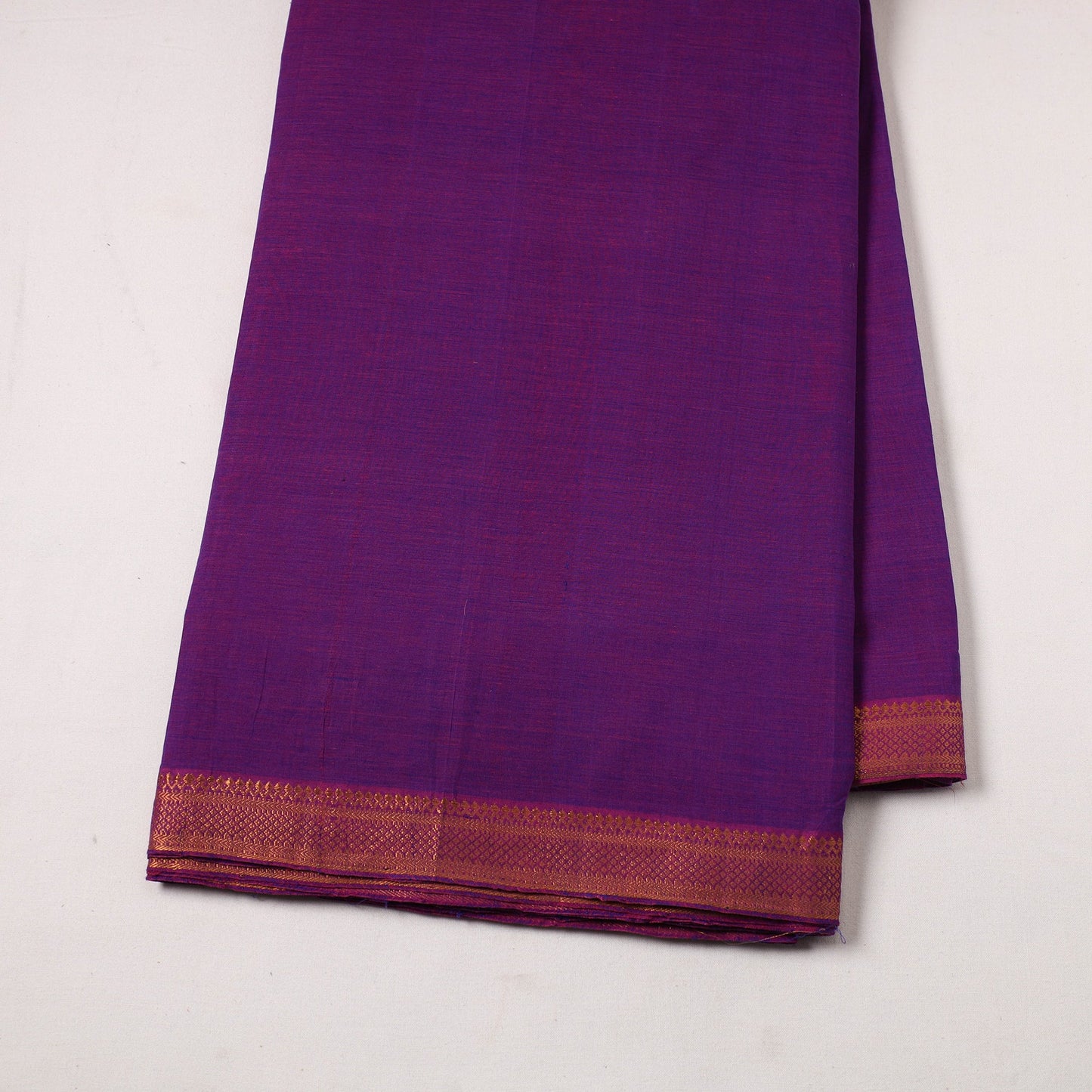 Purple - handloom cotton zari border mangalagiri fabric 14