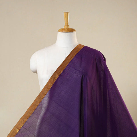 Purple - handloom cotton zari border mangalagiri fabric 16