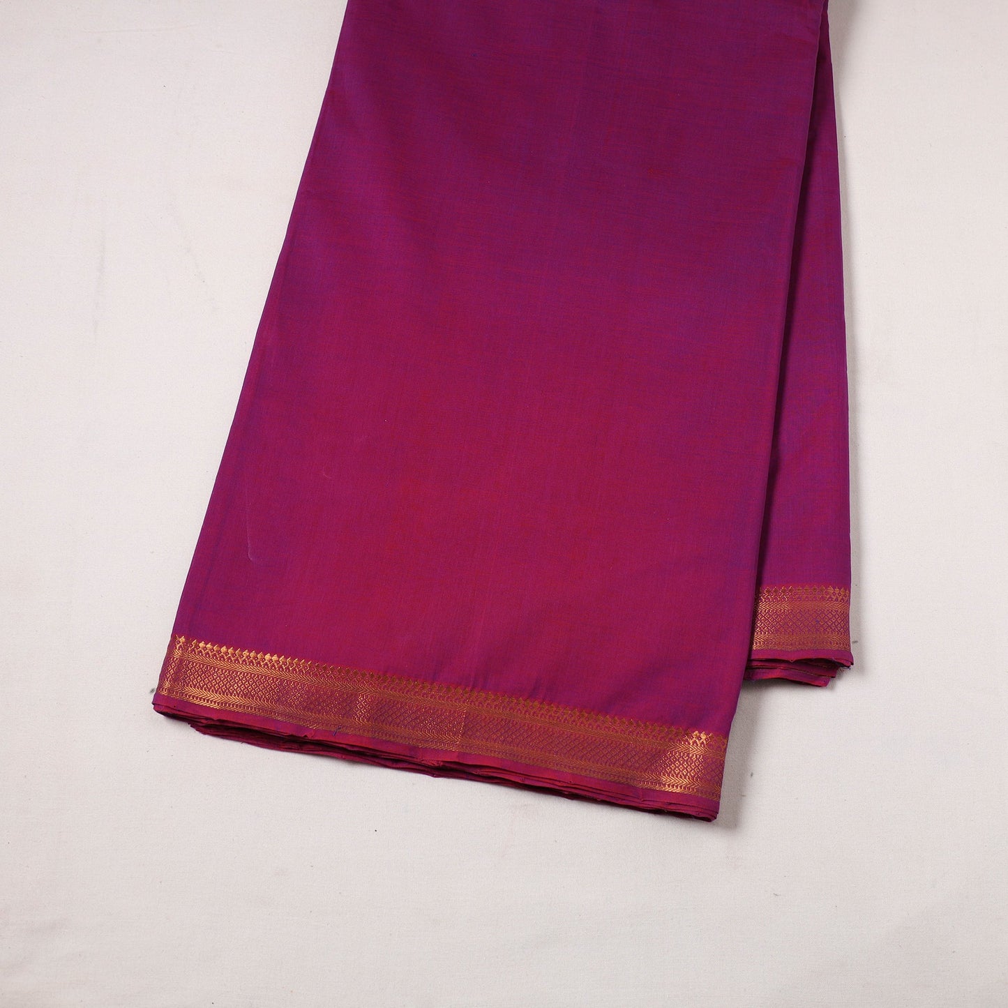 Purple - handloom cotton zari border mangalagiri fabric 17