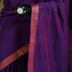 Purple - handloom cotton zari border mangalagiri saree 06
