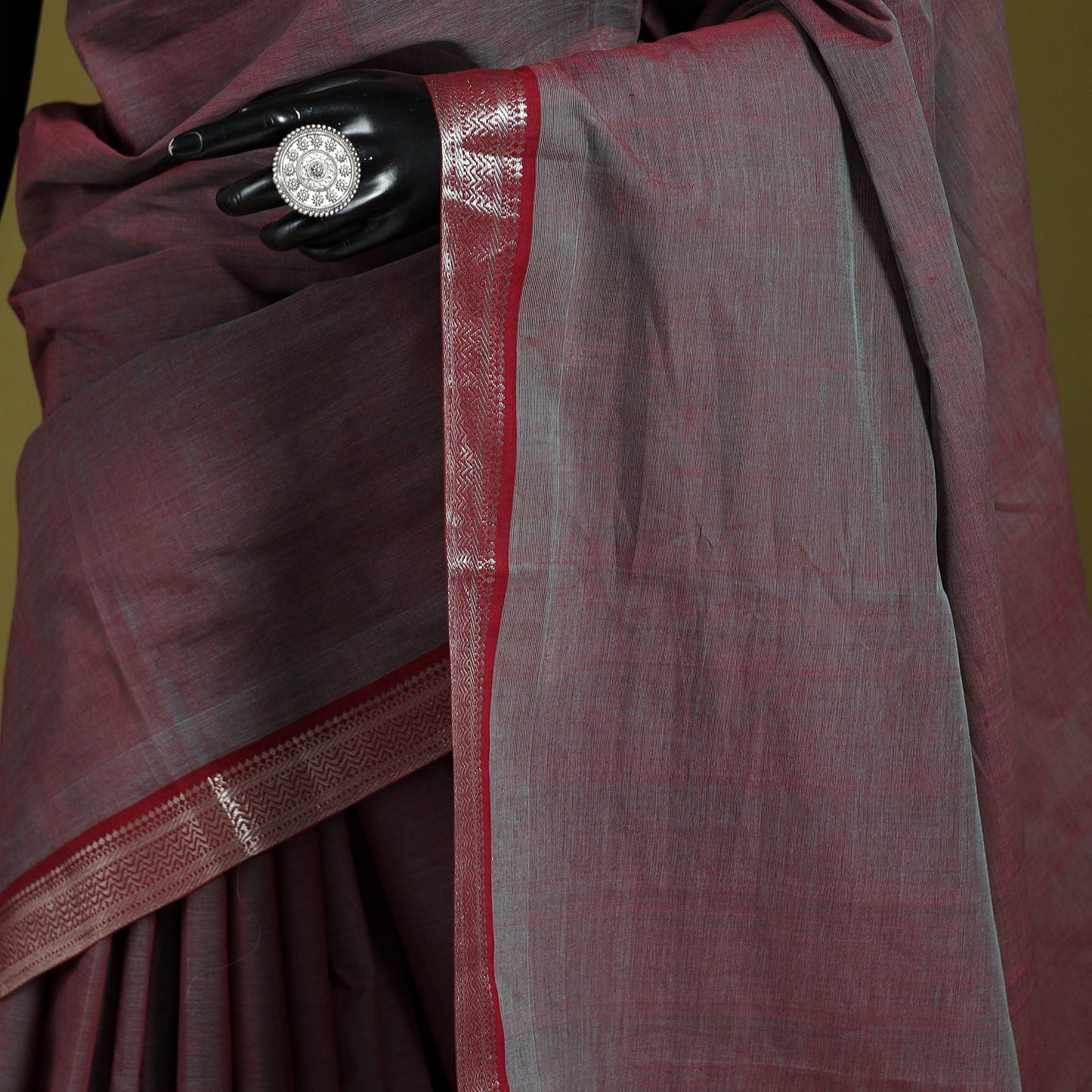 Purple - handloom cotton zari border mangalagiri saree 07