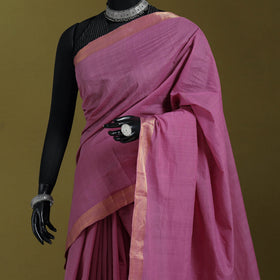 Purple - handloom cotton zari border mangalagiri saree 08