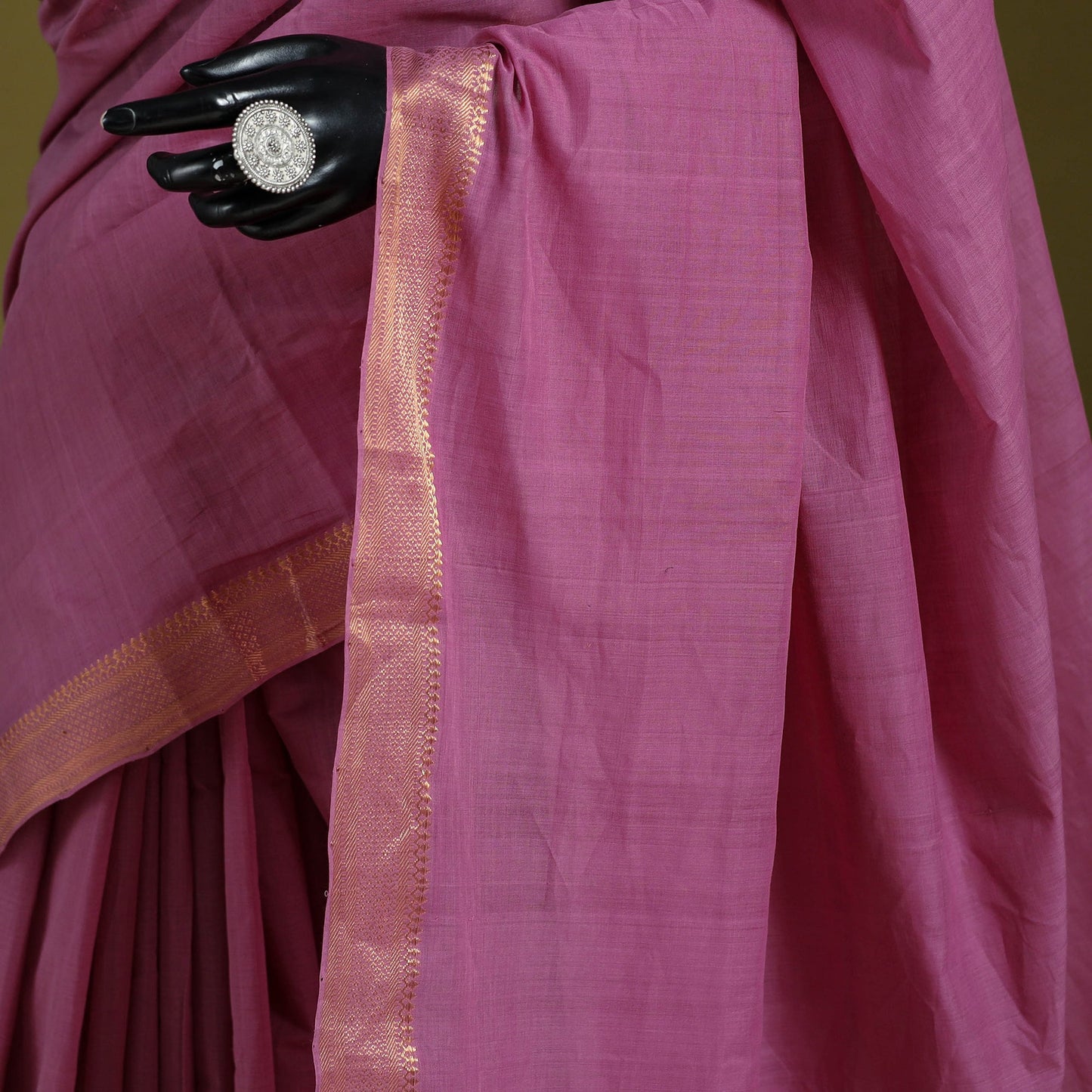 Purple - handloom cotton zari border mangalagiri saree 08