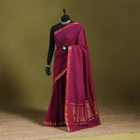 Purple - handloom cotton zari border mangalagiri saree 09