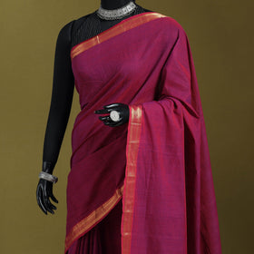 Purple - handloom cotton zari border mangalagiri saree 09