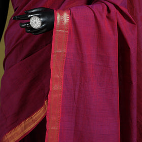 Purple - handloom cotton zari border mangalagiri saree 09