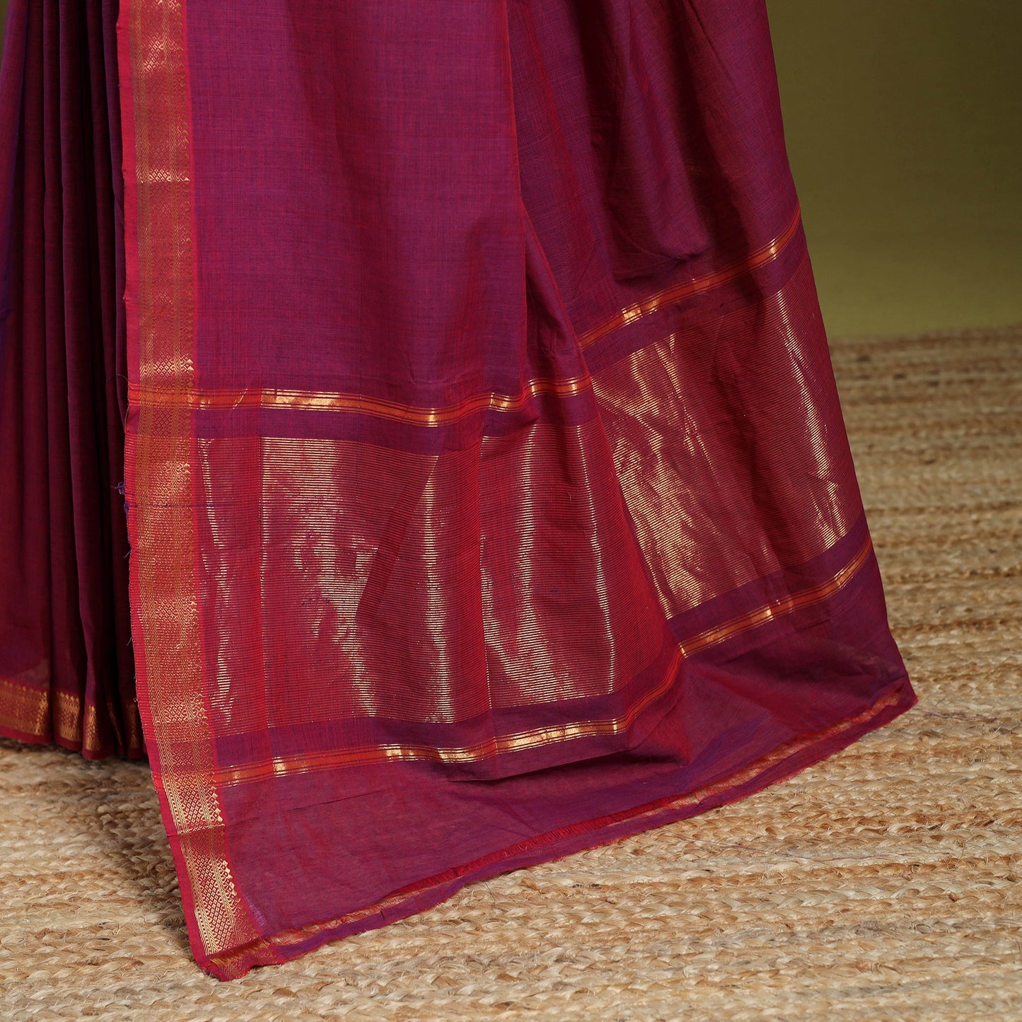 Purple - handloom cotton zari border mangalagiri saree 09