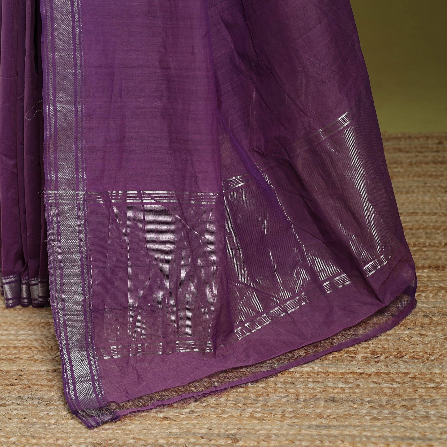 Purple - handloom cotton zari border mangalagiri saree 12