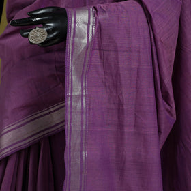 Purple - handloom cotton zari border mangalagiri saree 12