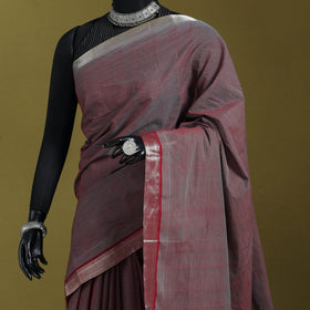 Purple - handloom cotton zari border mangalagiri saree 19