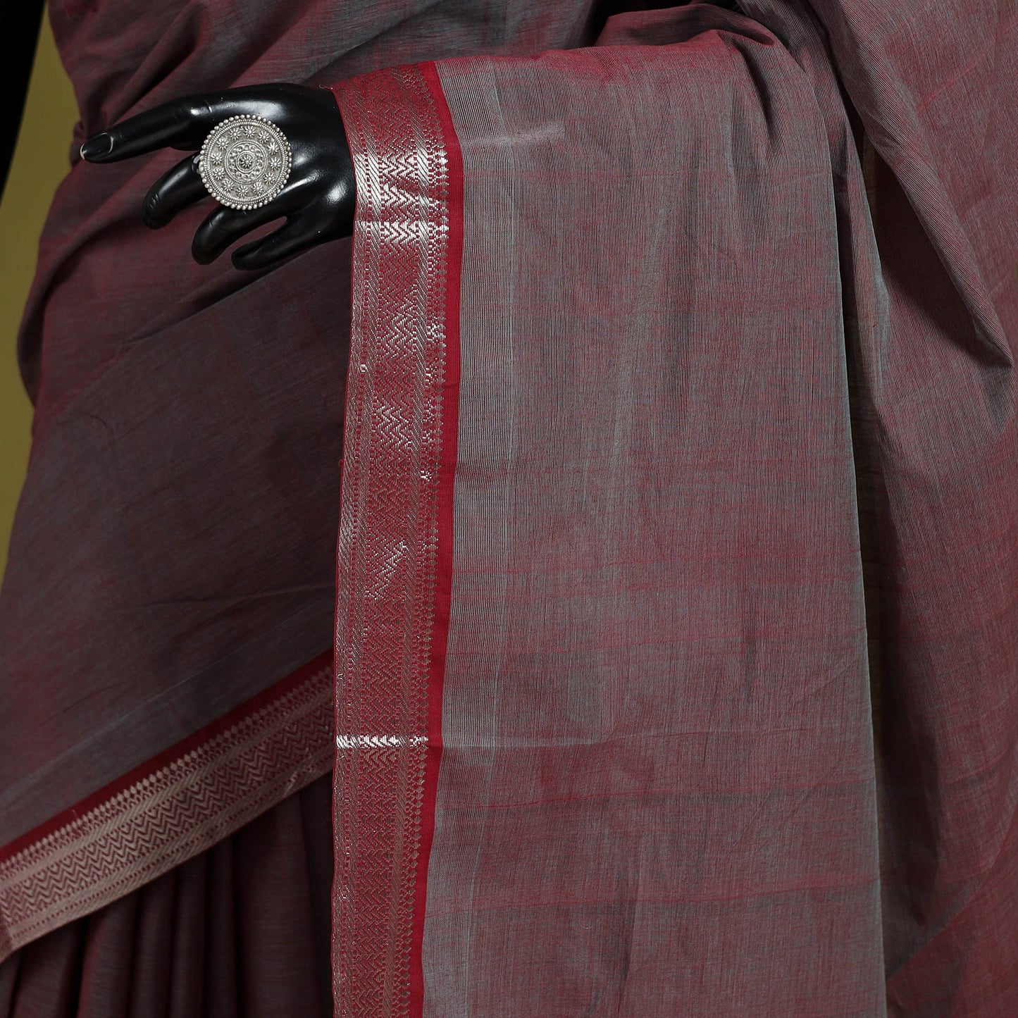 Purple - handloom cotton zari border mangalagiri saree 19