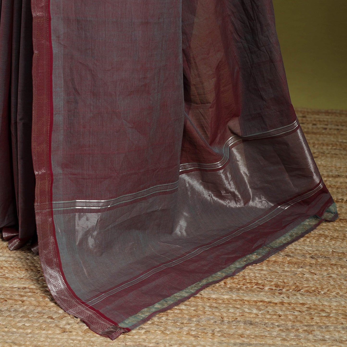 Purple - handloom cotton zari border mangalagiri saree 19