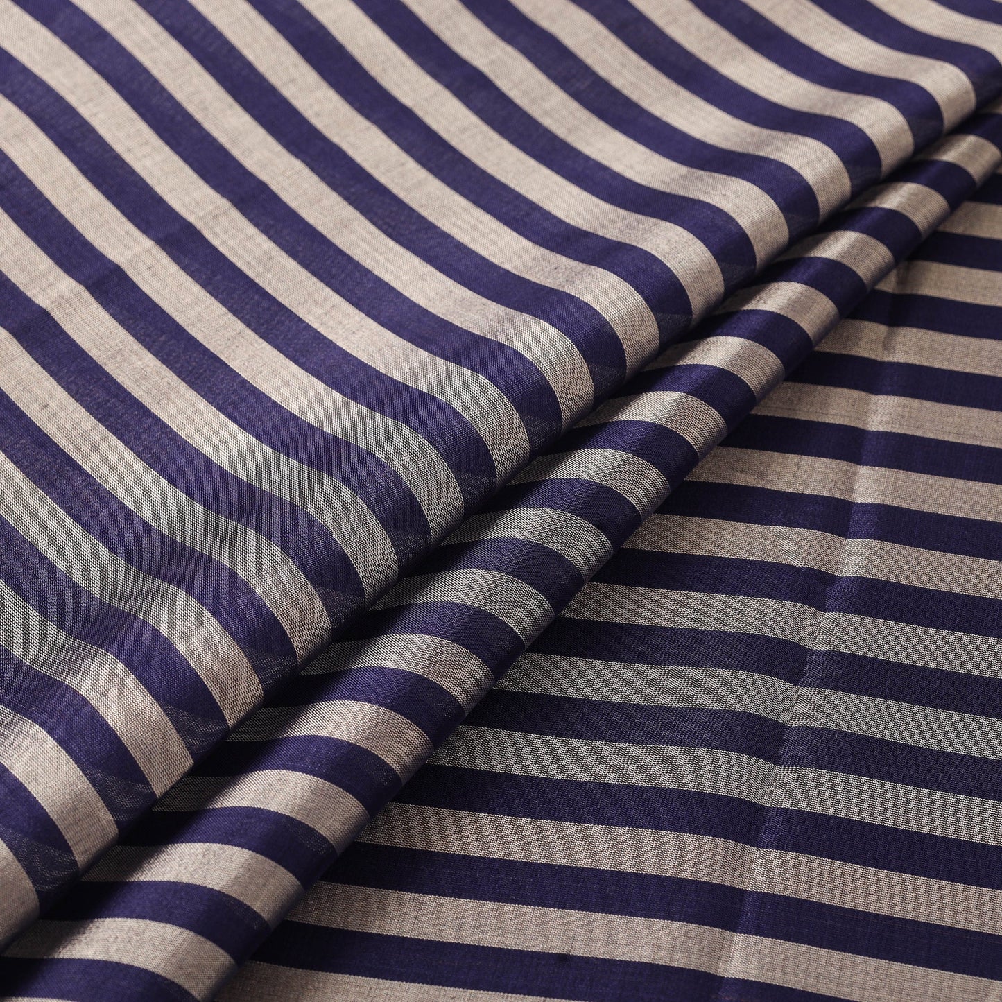 Handloom full tissue silver zari stripes chanderi silk