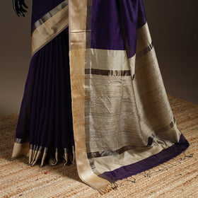 Purple - handloom maheshwari saree with ghicha pallu resham