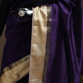 Purple - handloom maheshwari saree with ghicha pallu resham