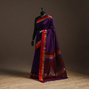 Purple - handloom maheshwari saree with resham zari border