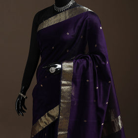 Purple - handloom maheshwari saree with zari border 32