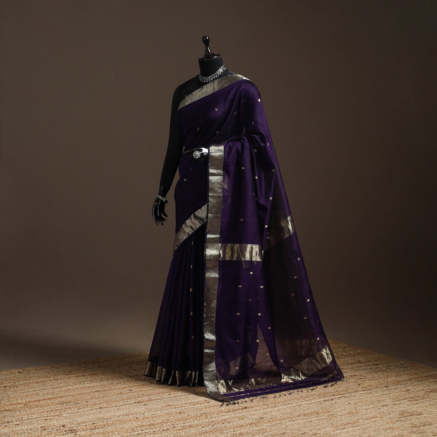 Purple - handloom maheshwari saree with zari border 32