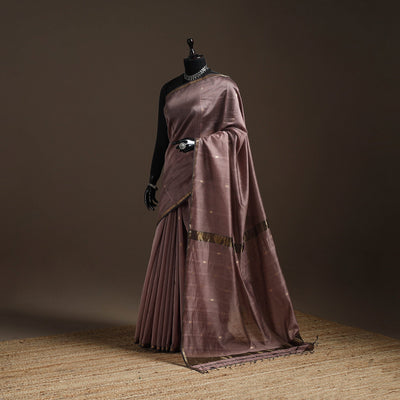 Purple - handloom maheshwari saree with zari border 34