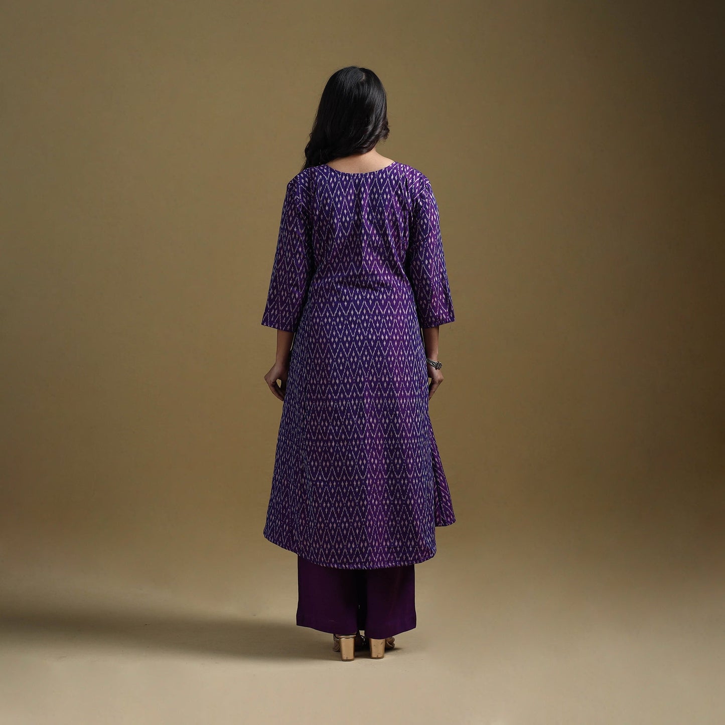 Handloom mercerised cotton pochampally ikat 2pc kurta set