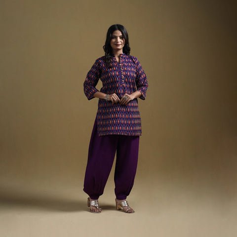 Handloom mercerised cotton pochampally ikat 2pc short kurta